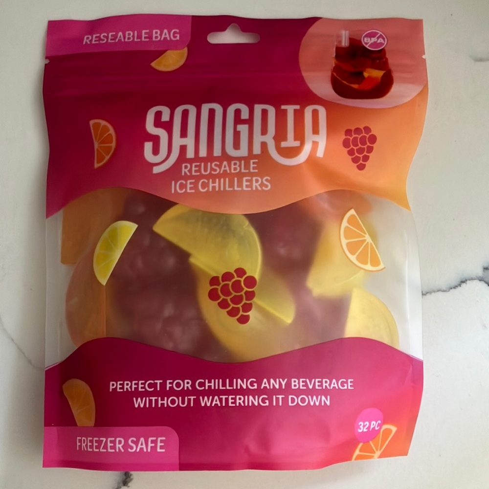 Signature by Sangria Reusable Ice Chillers - Red and Orange